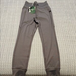 HALARA Women's Gray and White Striped Leggings